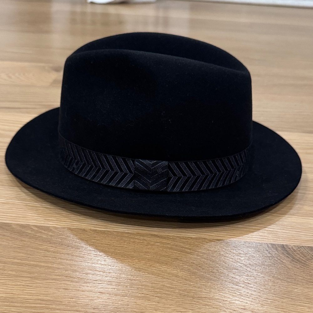 Hermes Black “Funk” Hat with Patterned Band